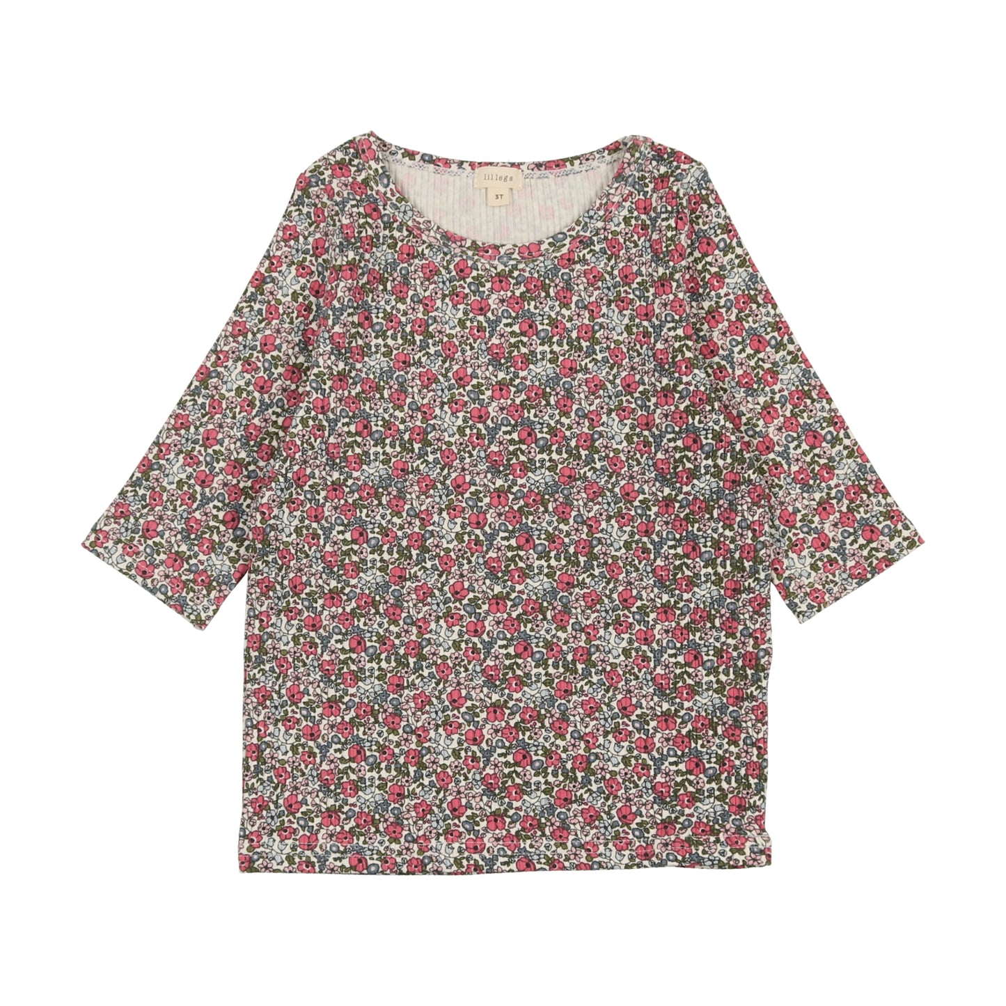 LIL LEGS PINK FLORAL THREE QUARTER SLEEVE TEE [FINAL SALE]