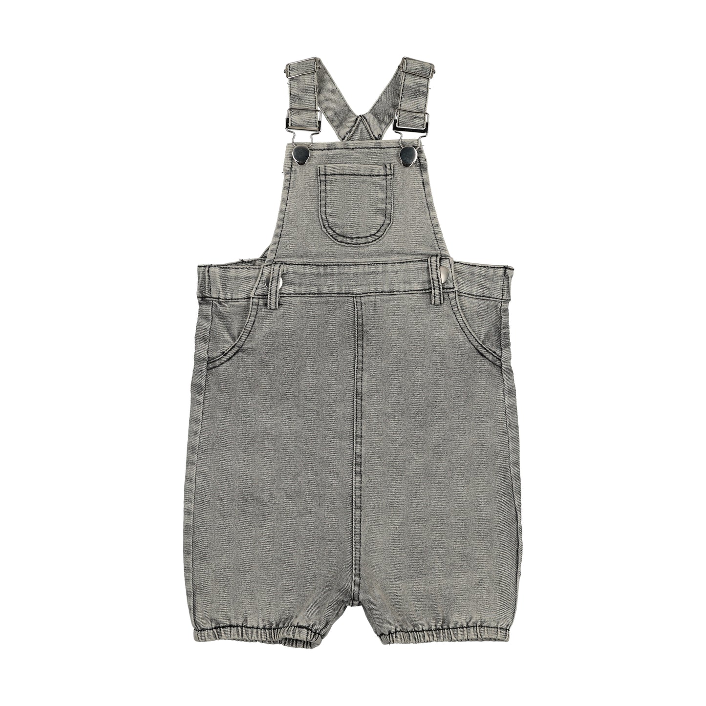 BOPOP GREY DENIM POCKET ROMPER