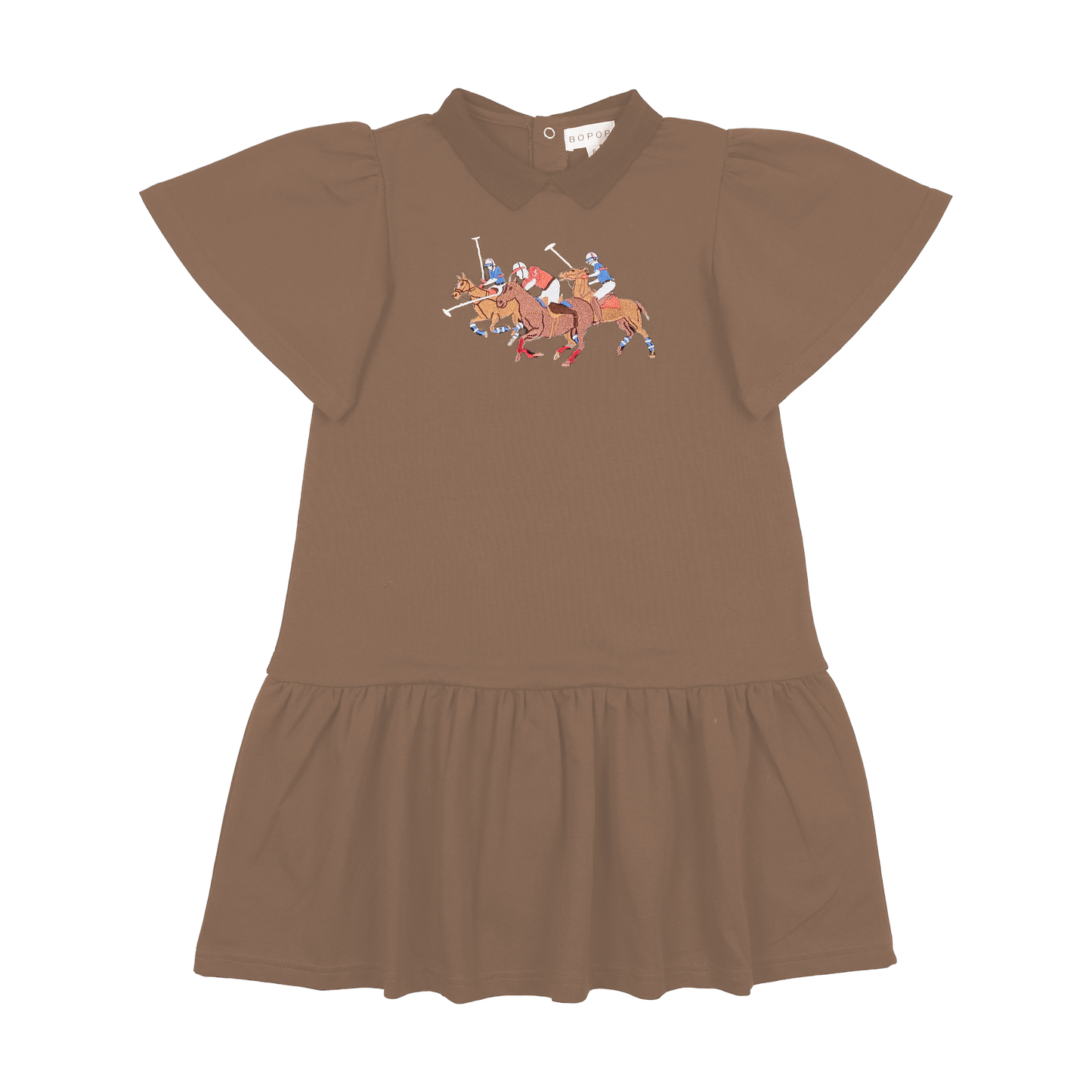 BOPOP TAN HORSE EMBROIDERED DRESS