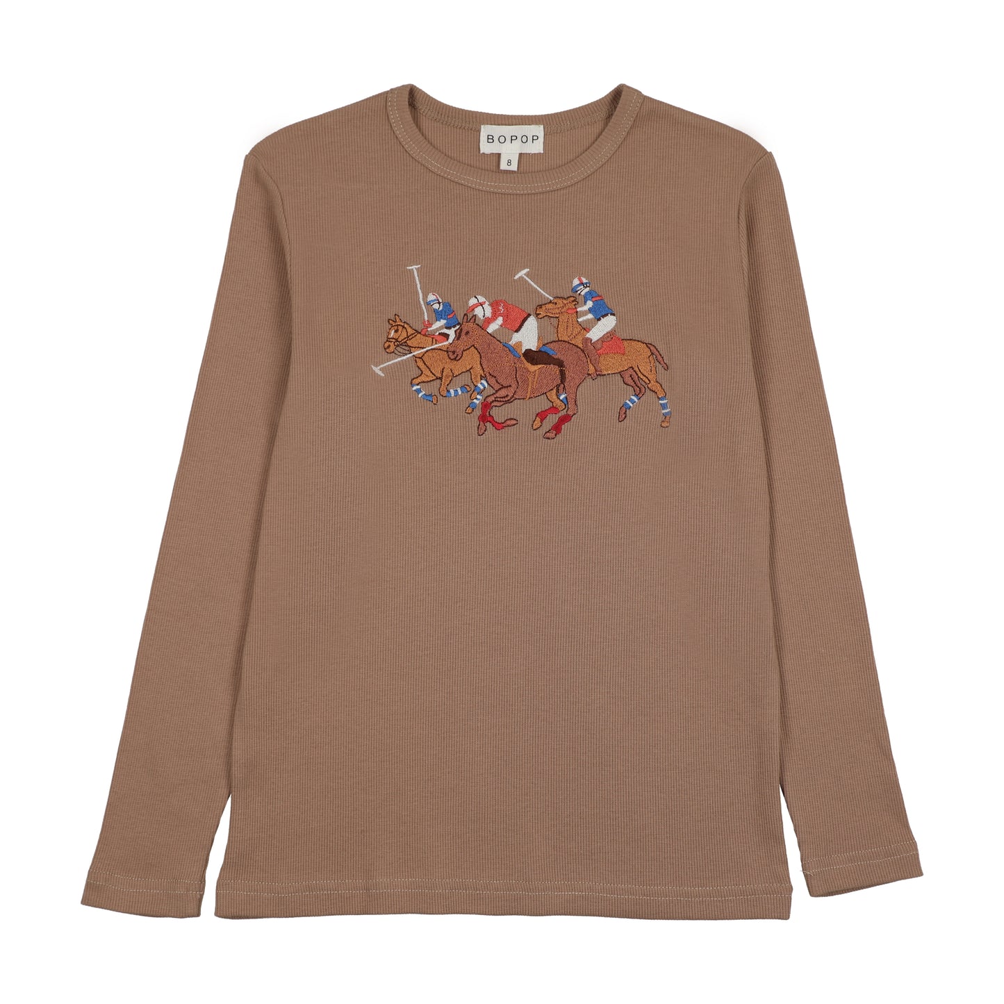 BOPOP TAN HORSE EMBROIDERED TSHIRT