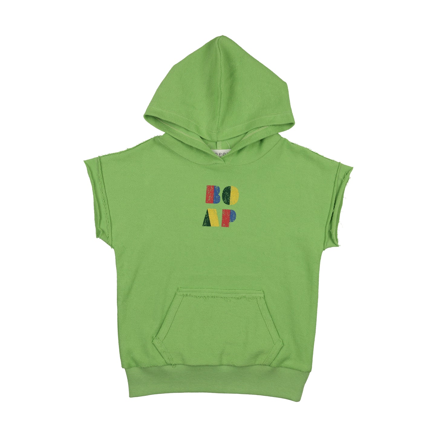 BOPOP GREEN LOGO POCKET HOODED TSHIRT