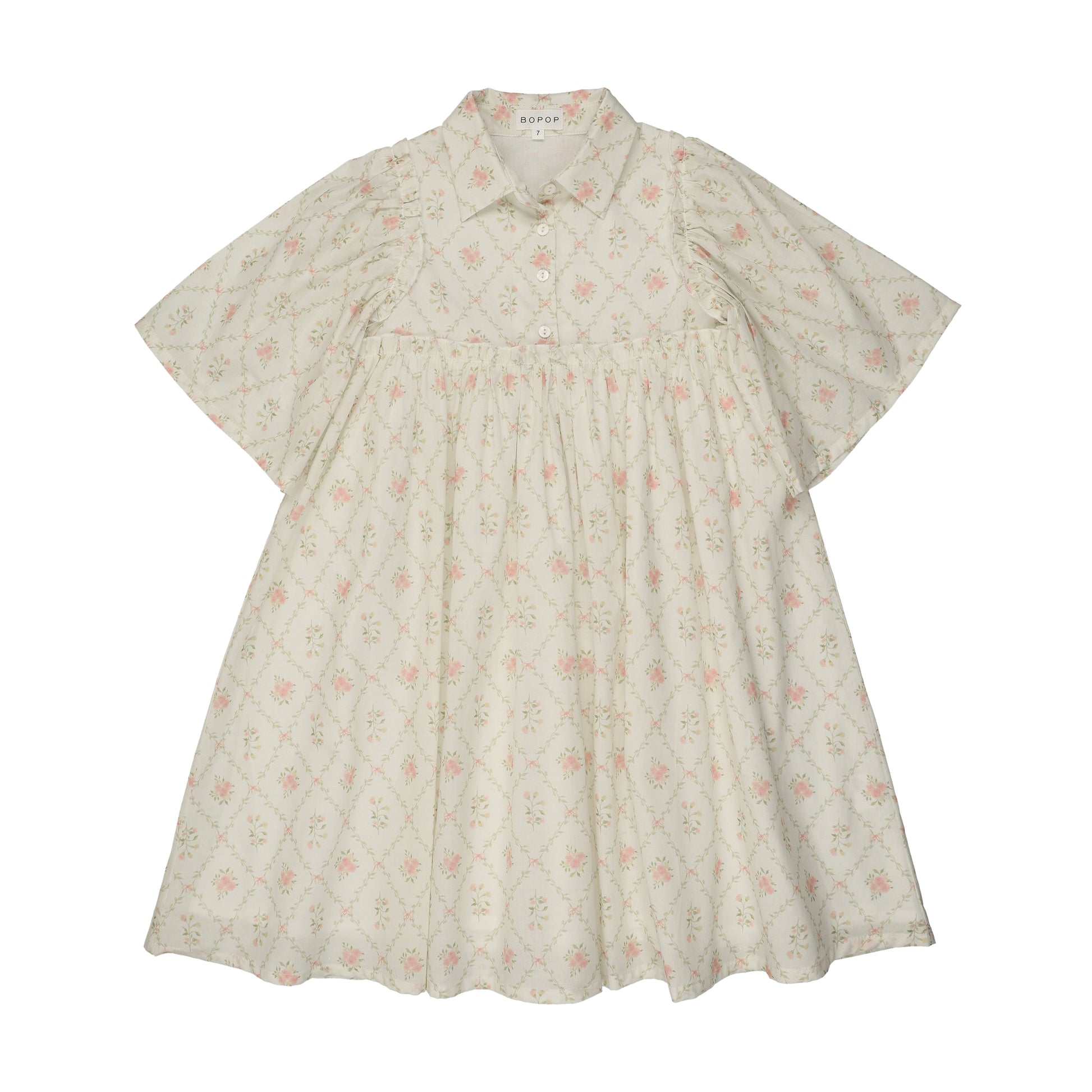 Pastel Green/pink Floral Bunch Dress | Size 5 by Bopop Pastel Green/pink Floral Bunch Dress | Size 5 by Bopop