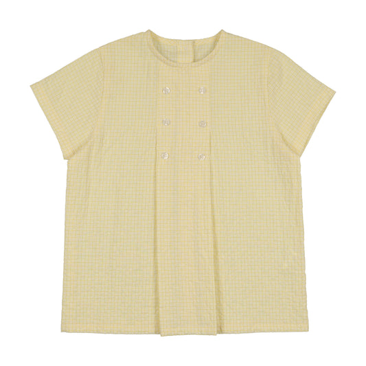 BOPOP YELLOW TONAL MINI PLAID PLEAT SHIRT