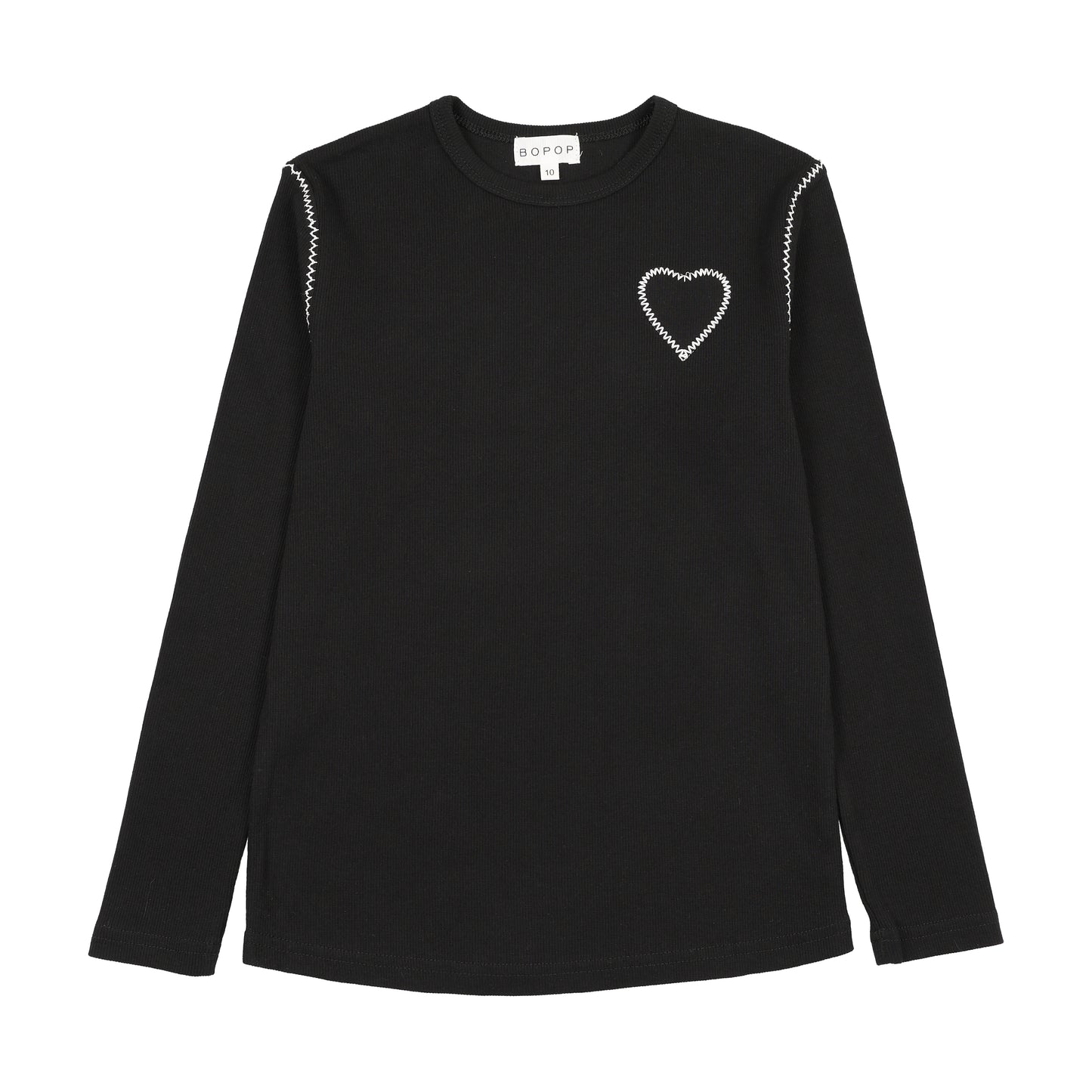 BOPOP BLACK HEART EMBROIDERED TSHIRT [FINAL SALE]