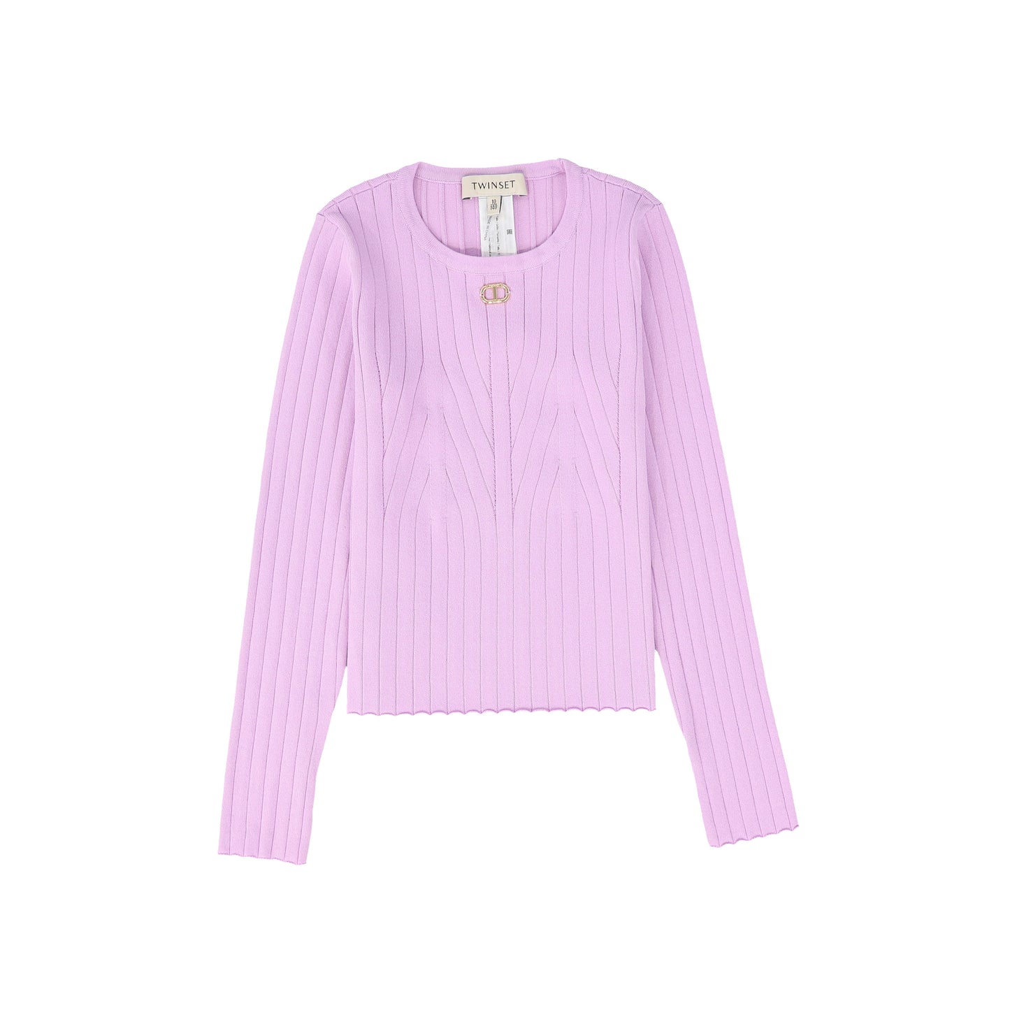 TWINSET LAVENDER RIBBED DESIGN SWEATER