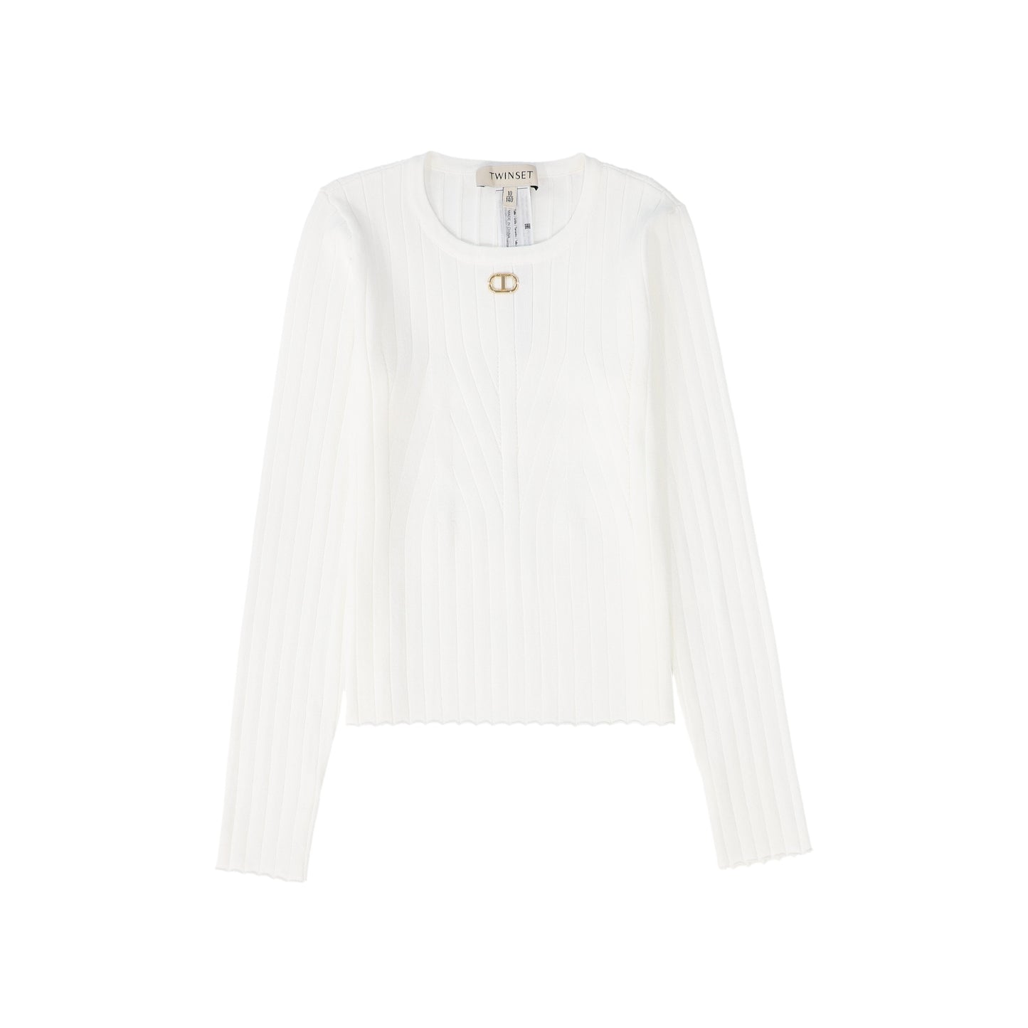 TWINSET WHITE RIBBED DESIGN SWEATER