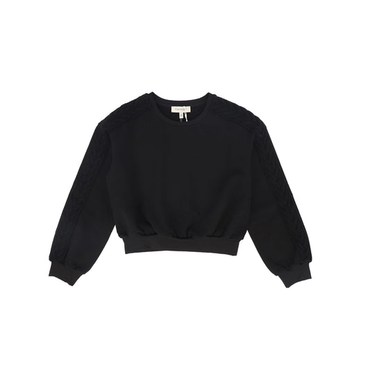 TWINSET BLACK BRAIDED KNIT TRIM SWEATER