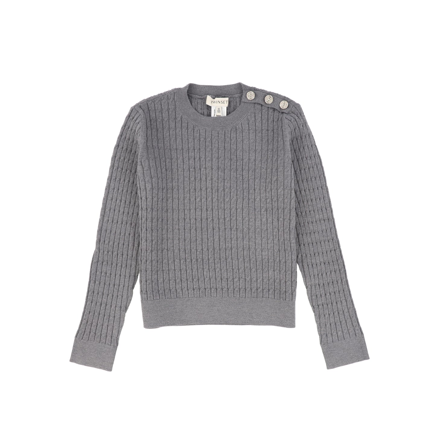 TWINSET HEATHER GREY CABLE KNIT SWEATER