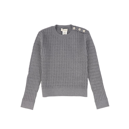 TWINSET HEATHER GREY CABLE KNIT SWEATER