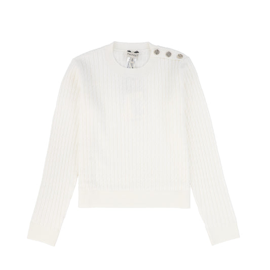TWINSET SNOW WHITE CABLE KNIT SWEATER