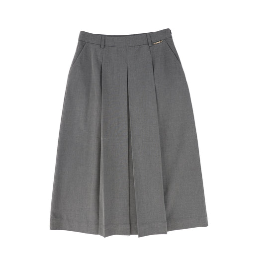 TWINSET HEATHER GREY TWILL PLEATED SKIRT