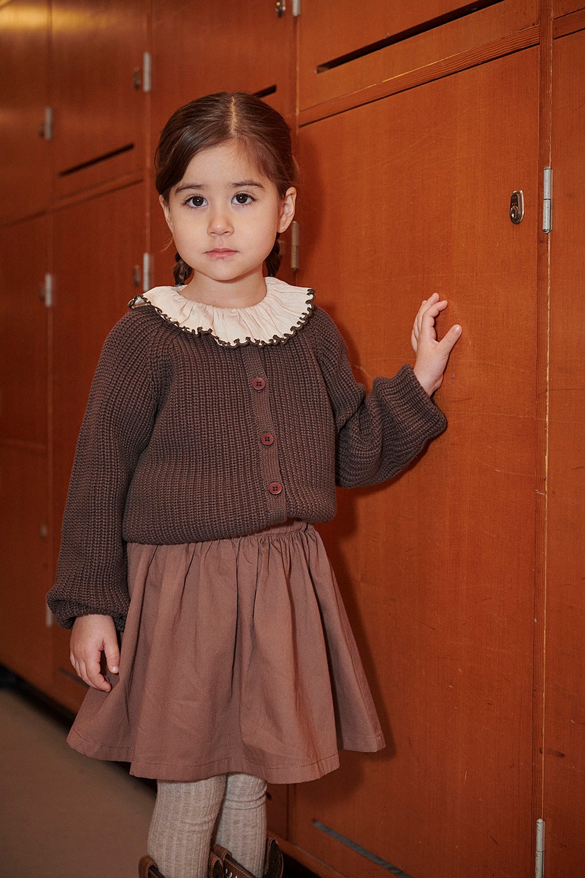 COPENHAGEN COLOR WALNUT TWILL FLARE SKIRT