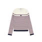 TWINSET CREAM/PURPLE STRIPED RIBBED SWEATER