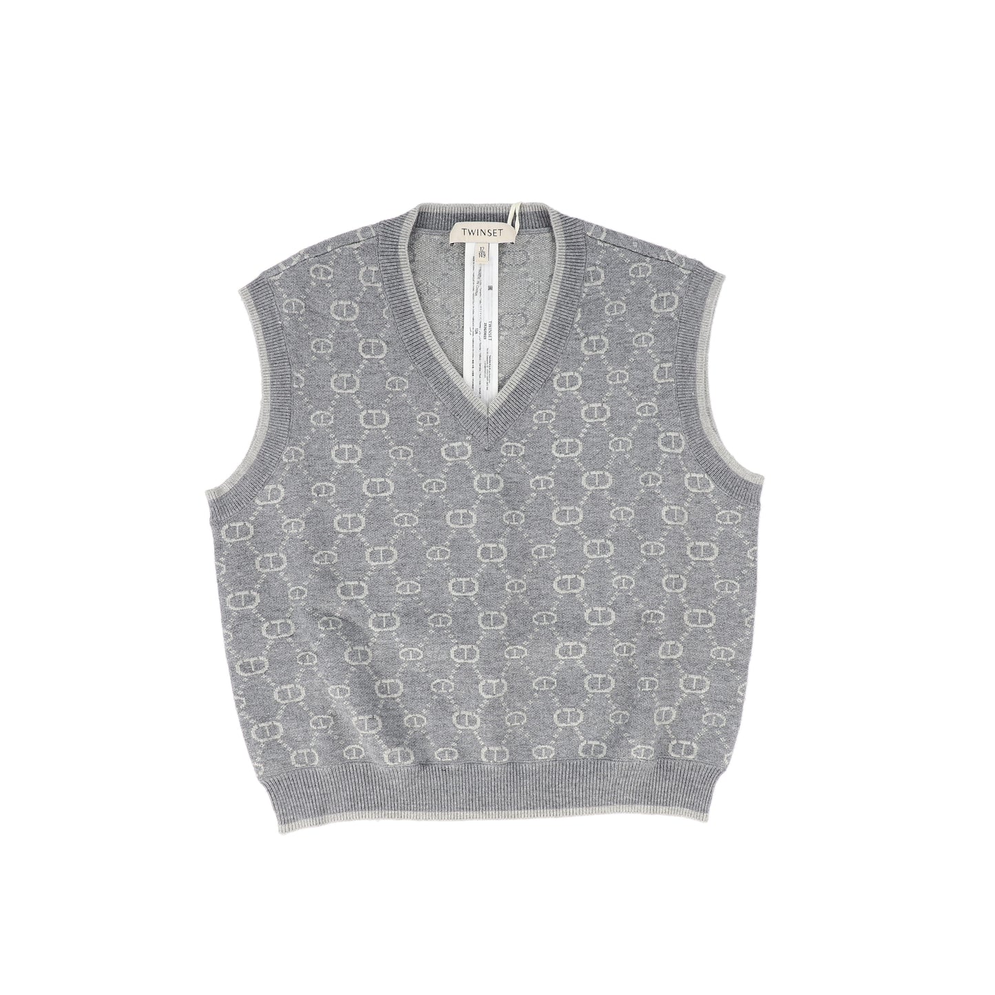 TWINSET GREY LOGO PRINT VEST