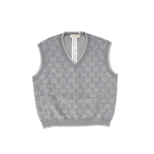 TWINSET GREY LOGO PRINT VEST