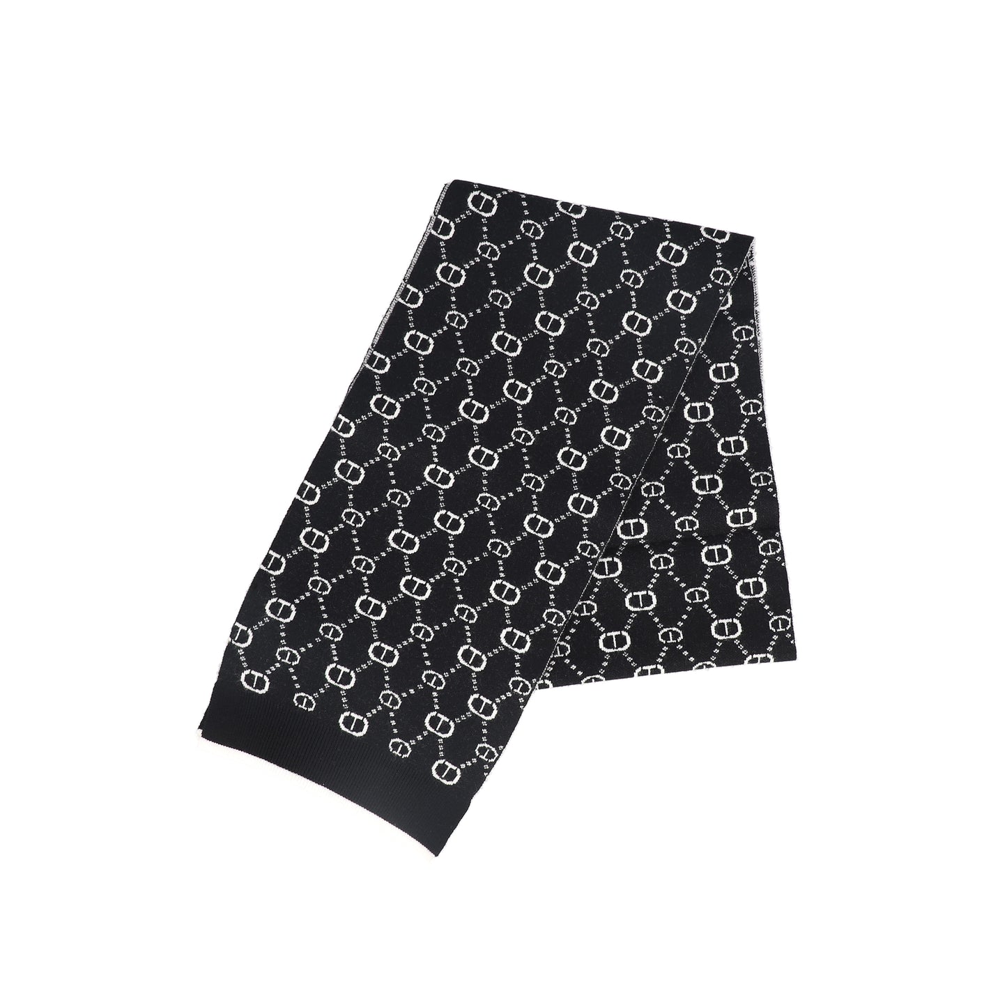TWINSET BLACK/WHITE LOGO PRINT SCARF