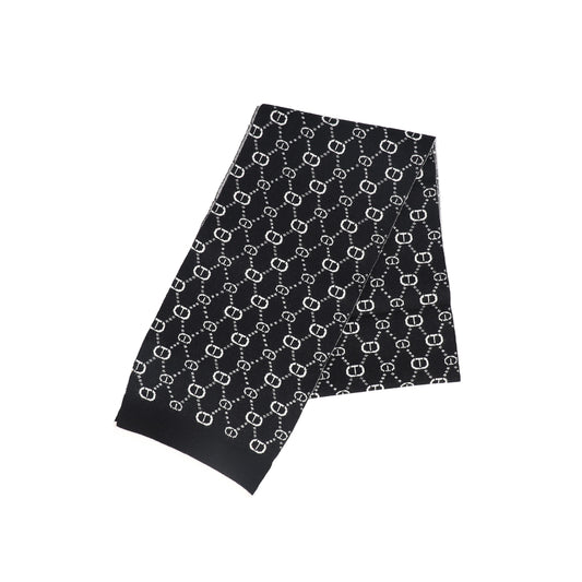 TWINSET BLACK/WHITE LOGO PRINT SCARF