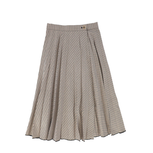 TWINSET BROWN HOUNDSTOOTH PLEATED SKIRT