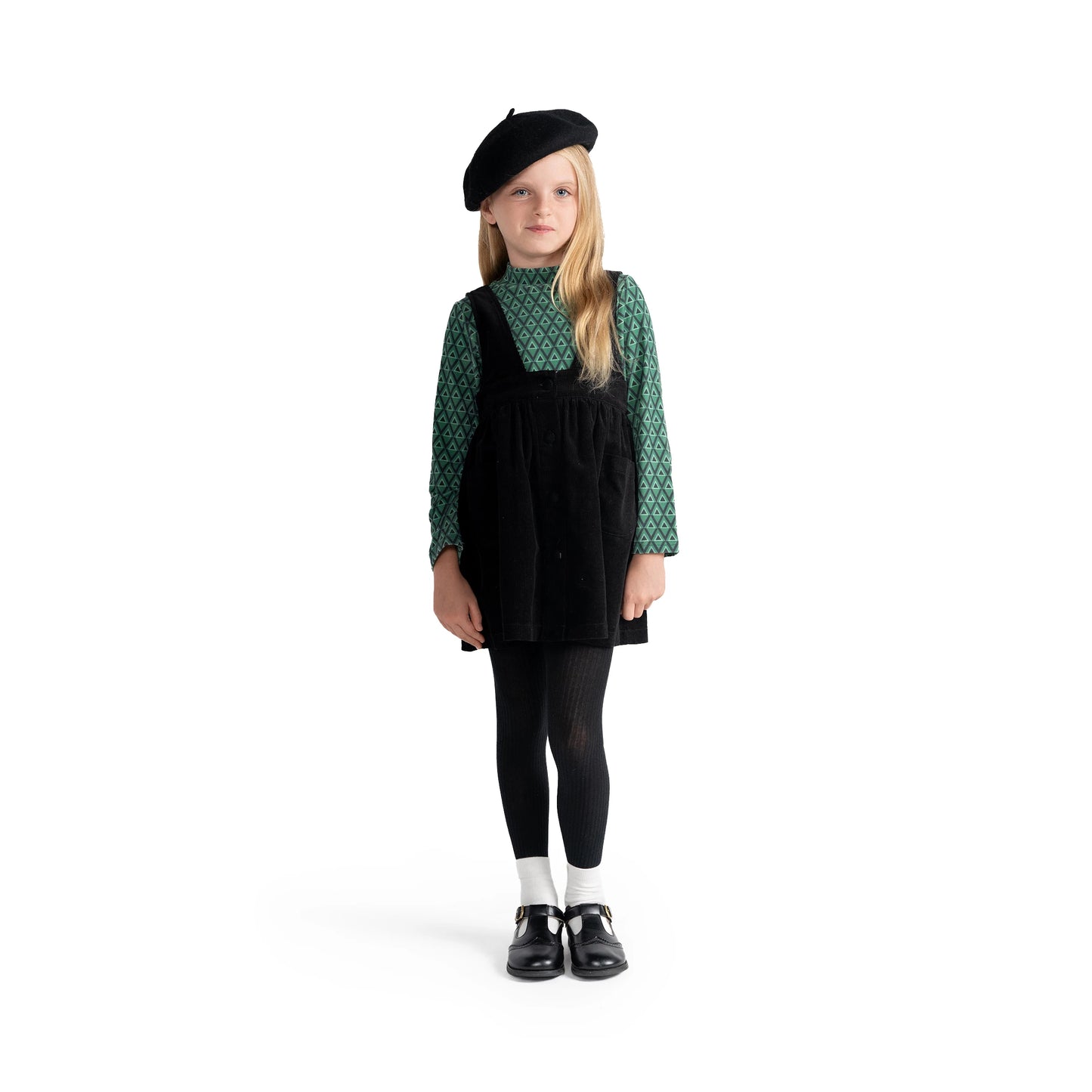 PUVU PIOR BLACK CORDUROY GEOMETRIC JUMPER