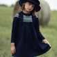 Bamboo Navy Smocked Swing Collar Dress