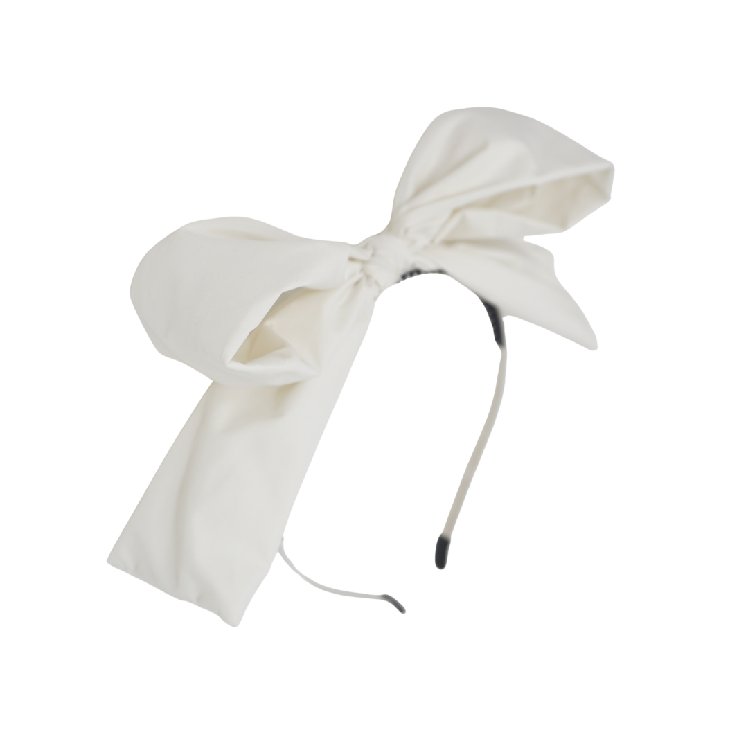 BANDEAU CREAM TAFFETA BOW HEADBAND [FINAL SALE]