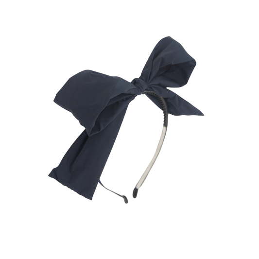 BANDEAU NAVY TAFFETA BOW HEADBAND [FINAL SALE]