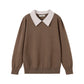NOUNELLE BROWN KNIT COLLAR SWEATER