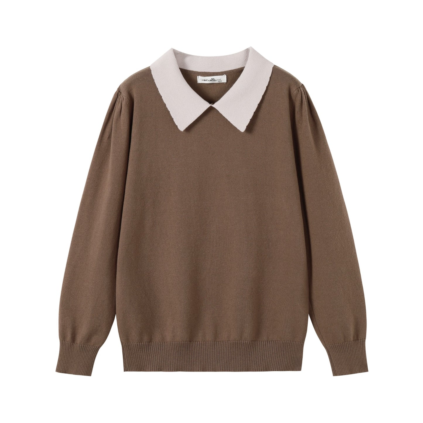 NOUNELLE BROWN KNIT COLLAR SWEATER