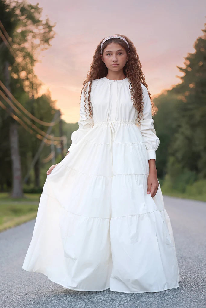 LITTLE TEMPEST CREAM TAFFETA TIERED GOWN