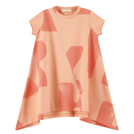 RETRO KID PINK CORAL LOGO HIGH LOW SS DRESS