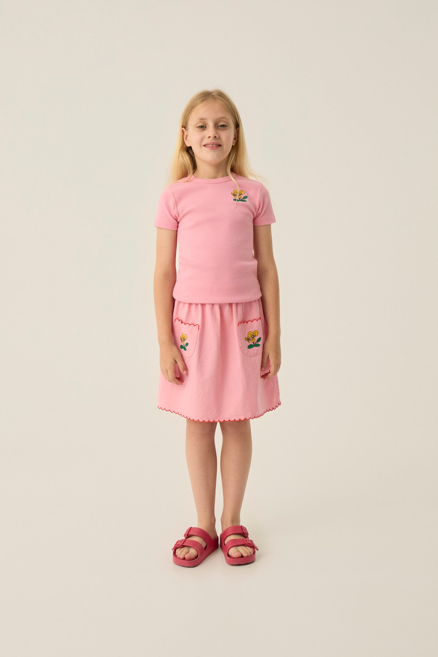 THE CAMPAMENTO PINK FLOWER PATCH SKIRT