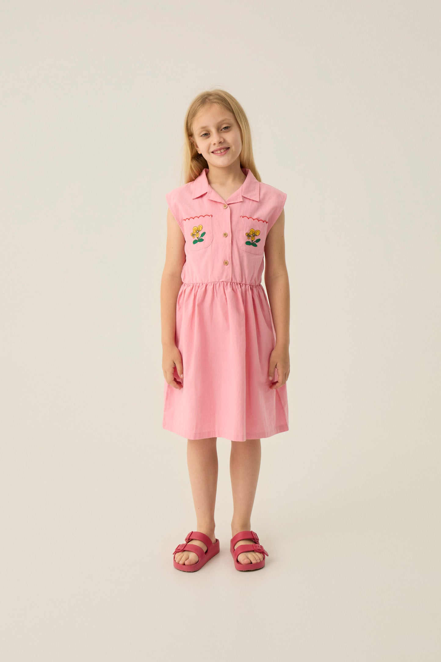 THE CAMPAMENTO PINK FLOWER PATCH POCKET DRESS [FINAL SALE]