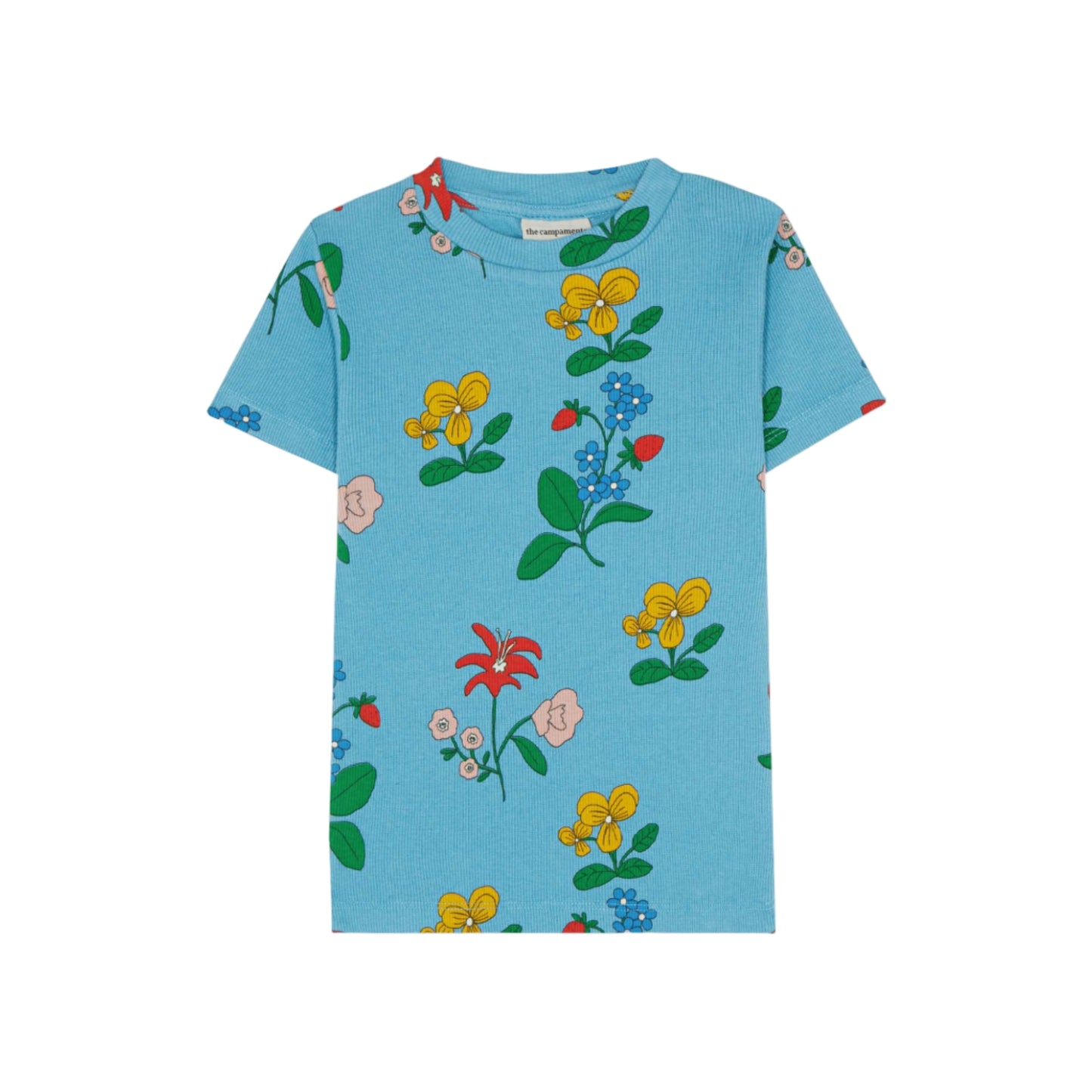 THE CAMPAMENTO BLUE FLORAL RIBBED SS TEE [FINAL SALE]
