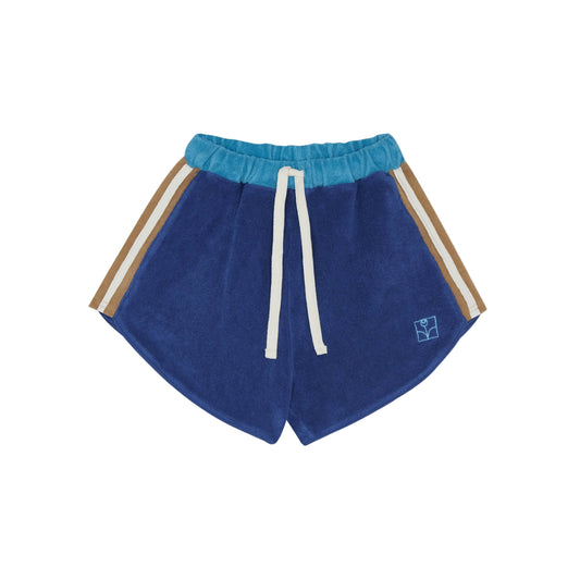 THE CAMPAMENTO BLUE TERRY COLOR BLOCK SHORTS