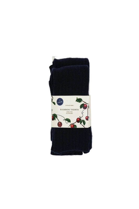 PLEASE MOM NAVY RIBBED TIGHTS