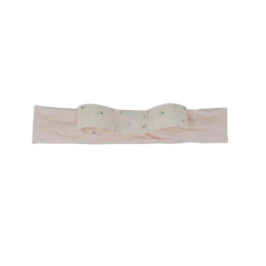 BANDEAU PALE PINK FLORAL LINEN BABY HEADBAND [FINAL SALE]