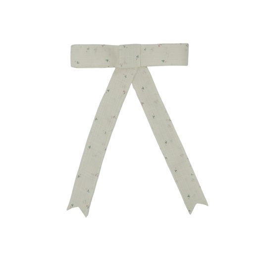 BANDEAU CREAM FLORAL LINEN BOW [FINAL SALE]