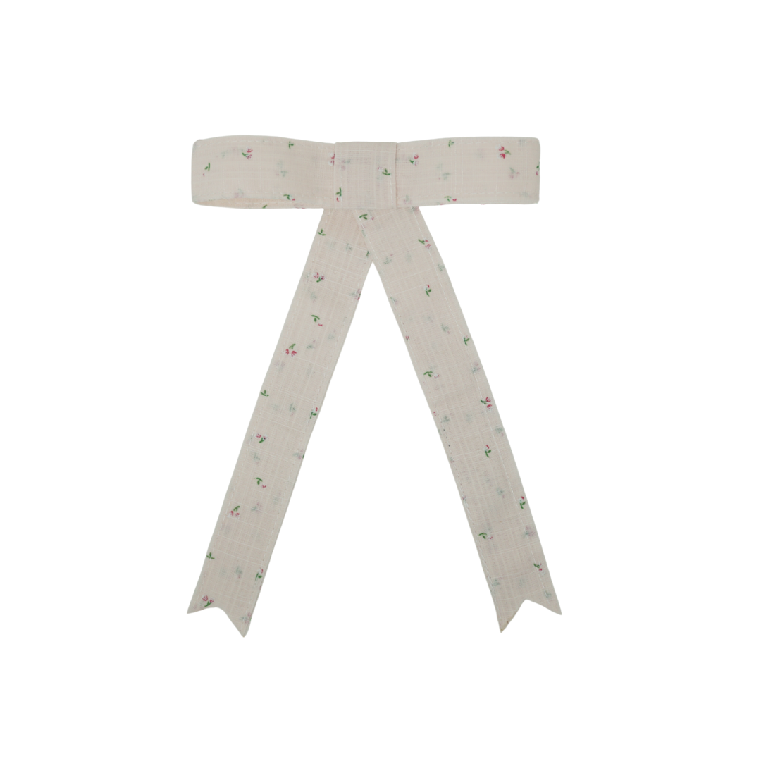 BANDEAU PALE PINK FLORAL LINEN BOW [FINAL SALE]
