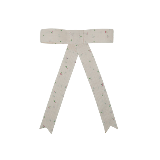 BANDEAU PALE PINK FLORAL LINEN BOW [FINAL SALE]
