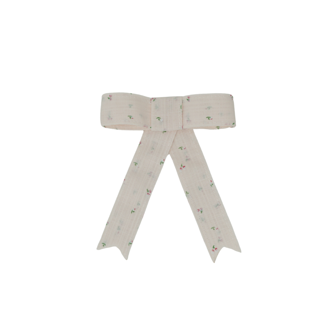BANDEAU PALE PINK FLORAL LINEN SHORT BOW [FINAL SALE]