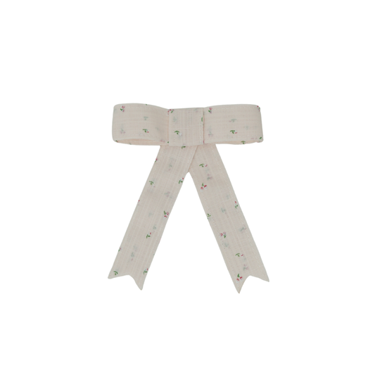 BANDEAU PALE PINK FLORAL LINEN SHORT BOW [FINAL SALE]