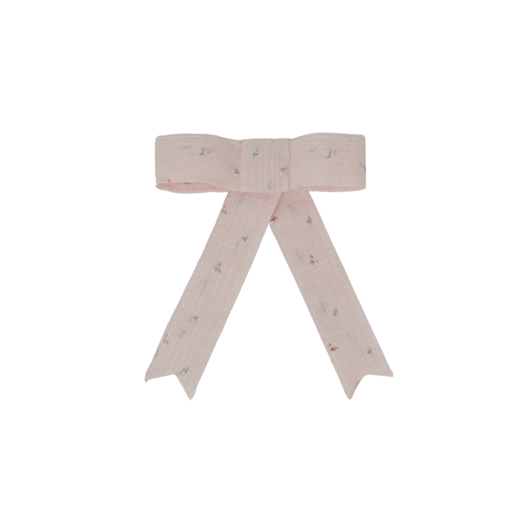 BANDEAU PINK FLORAL LINEN SHORT BOW [FINAL SALE]