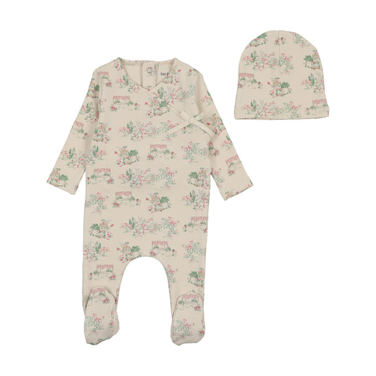 BEE & DEE MISTY ROSE TOILE FOOTIE + BEANIE