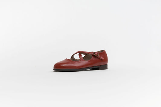 TANNERY & CO DEEP RED CROSS STRAP SHOE