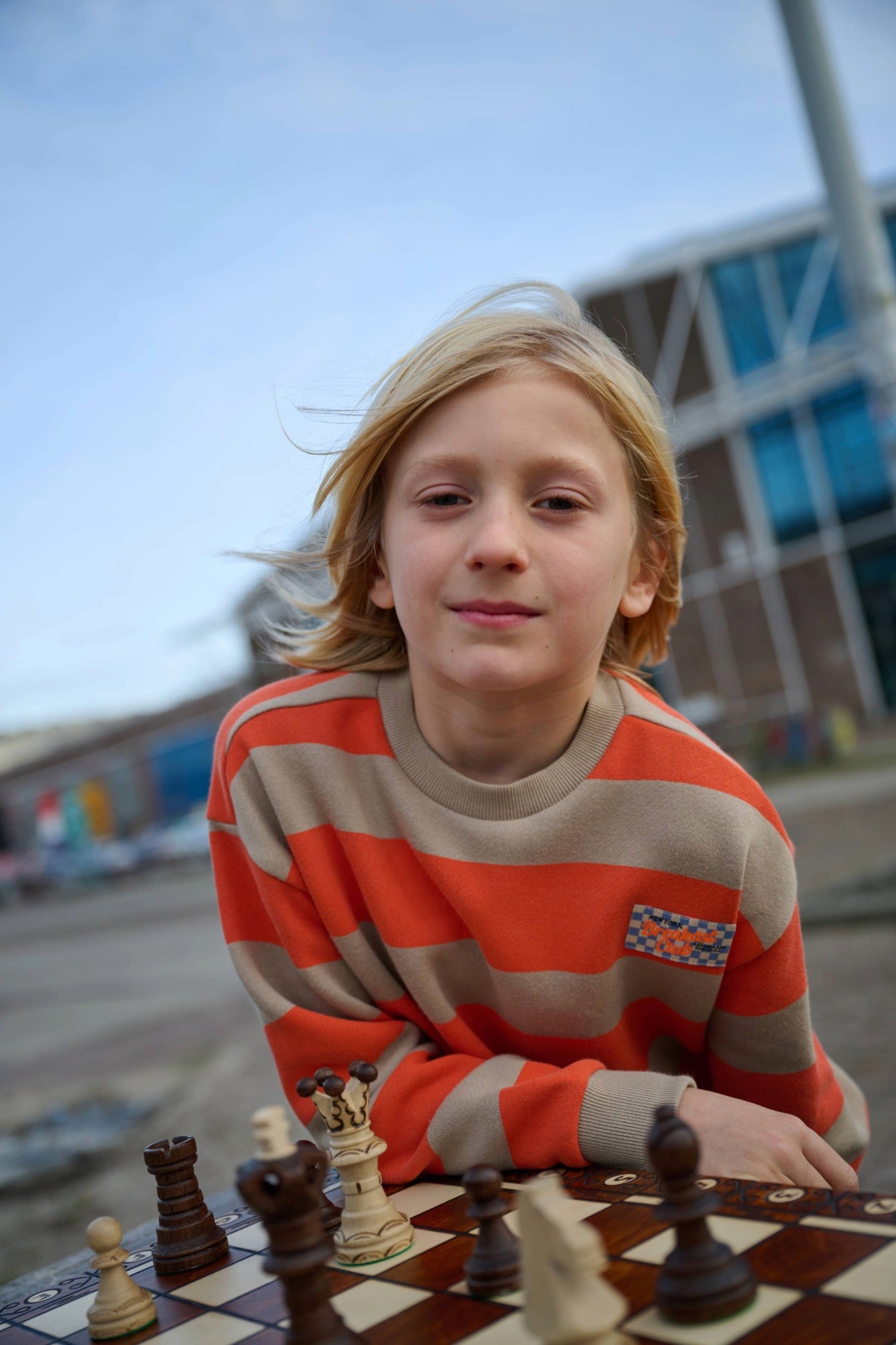 TUMBLE N DRY BEIGE/ORANGE STRIPE SWEATSHIRT