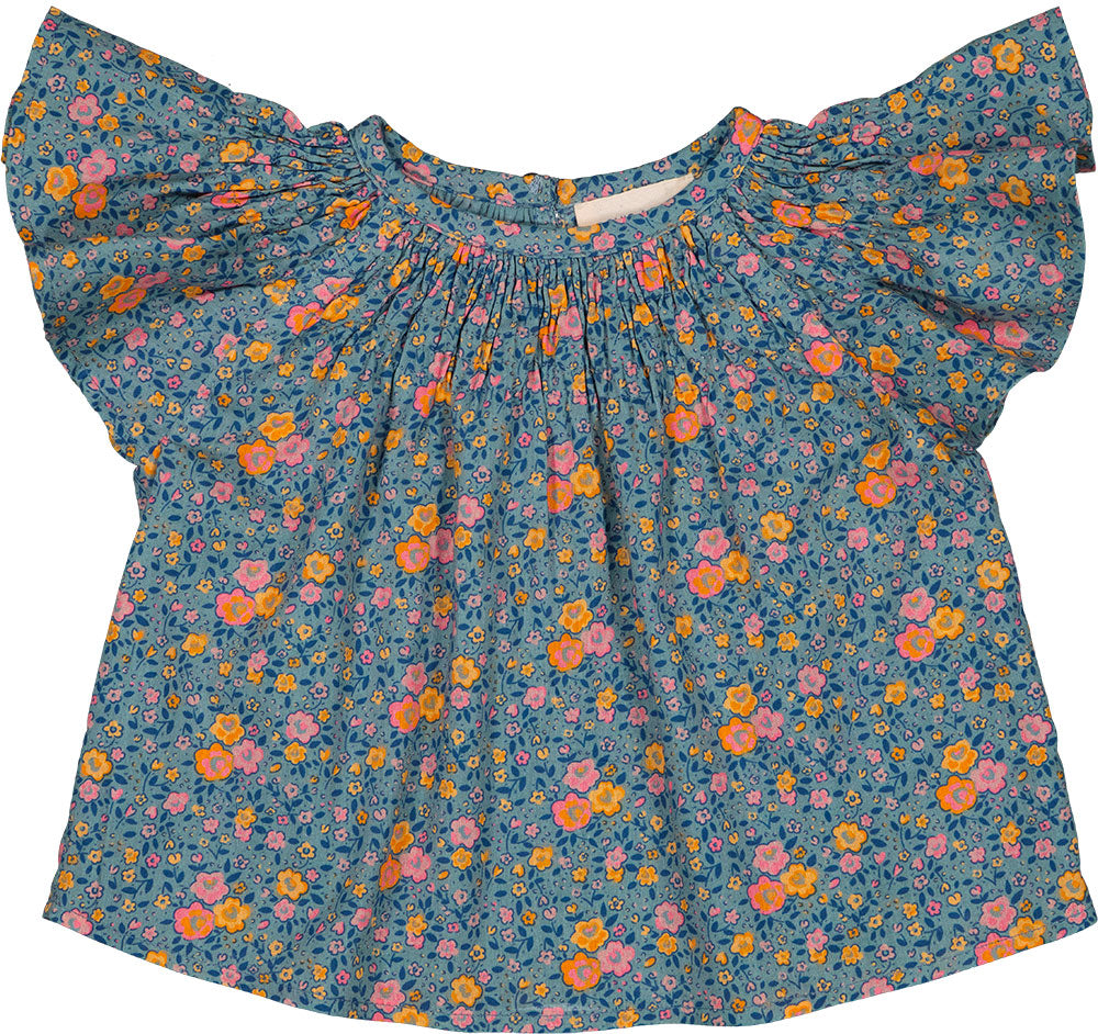 LOUIS LOUISE BLUE FLOWER RUFFLE TRIM TOP [FINAL SALE] – Luibelle