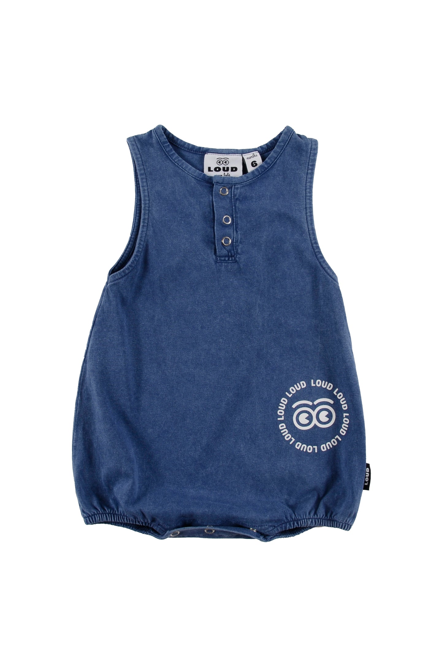 LOUD LIGHT NAVY LOGO ROMPER