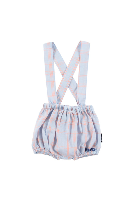 LOUD BLUE/ORANGE CHECKED SUSPENDER BLOOMERS