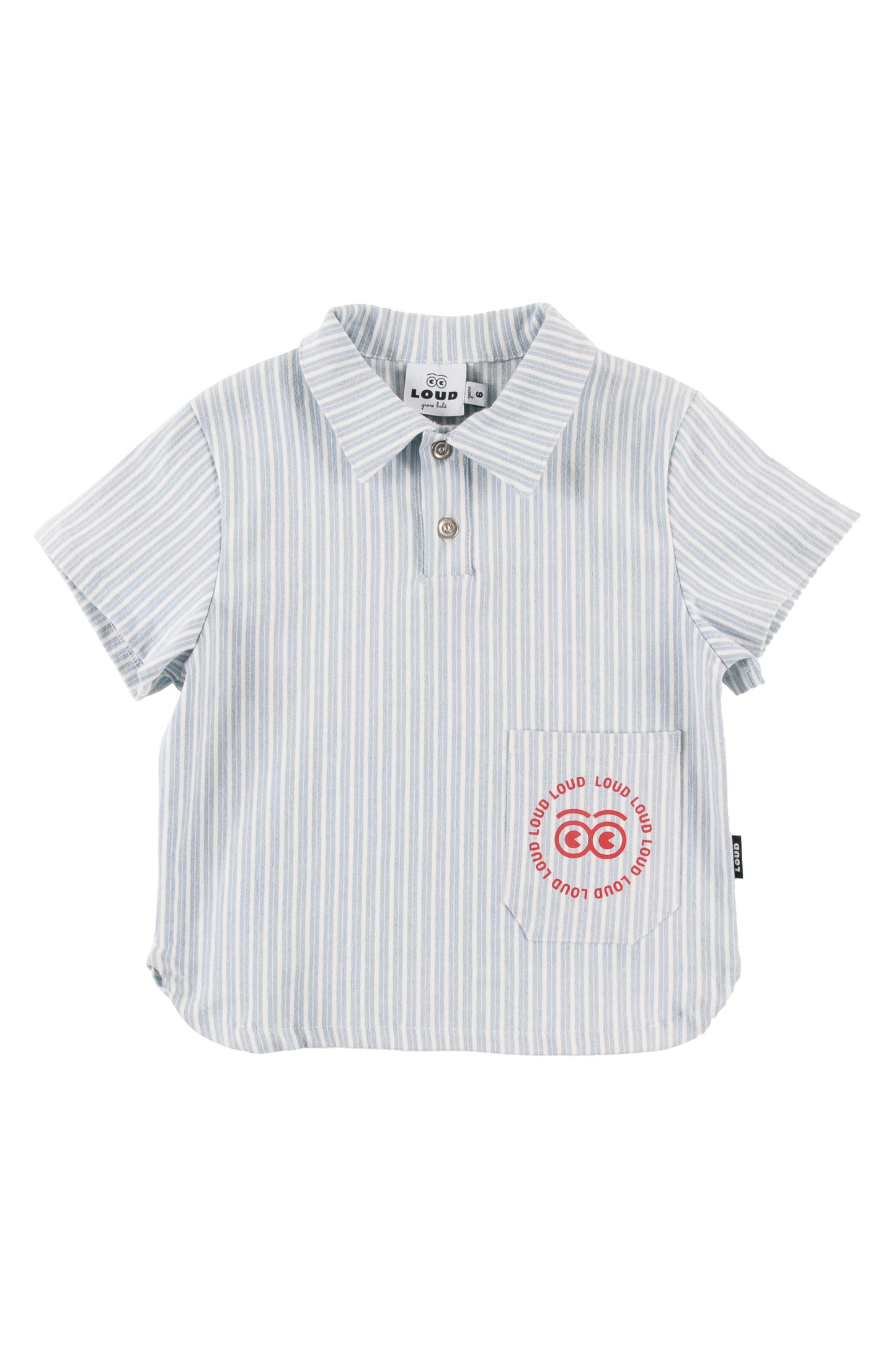 LOUD MID BLUE STRIPE LOGO COLLAR SHIRT