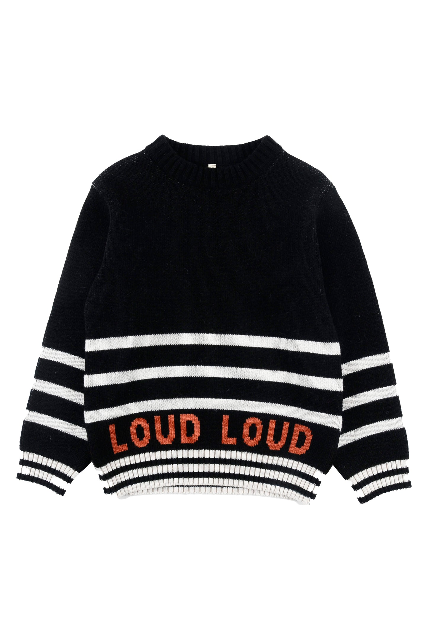 LOUD BLACK/WHITE STRIPED LOGO SWEATER